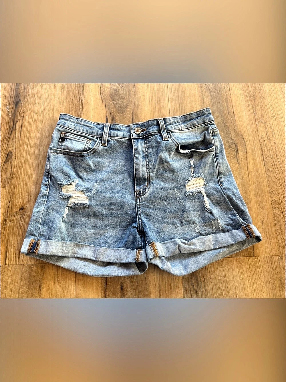 Kancan KC6036L Distressed Jean Shorts Blue Waist 13